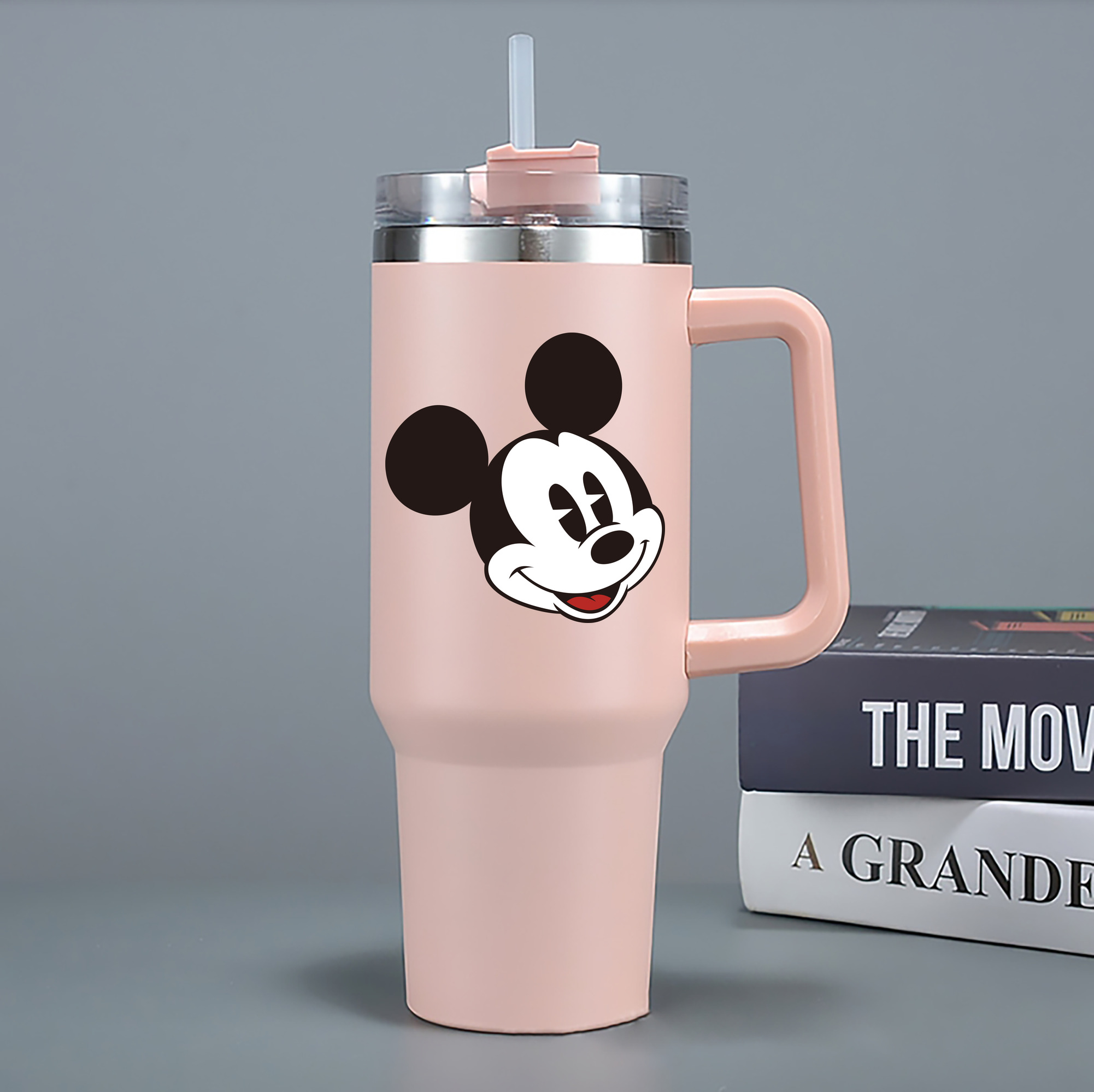 （画像用） ミッキーマウス Mickey Mouse 1200mL車用タンブラー - クリスタルステッカー（プラスチックストロー付き）